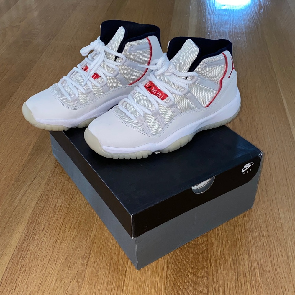 Air Jordan 11 Retro Platinum Tint University Red Sneakers